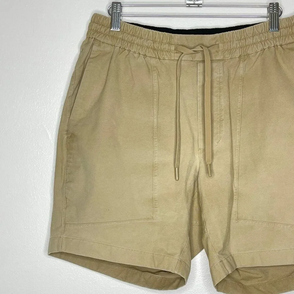 Lululemon Bowline Short Tan Cotton Pull On Elastic Drawstring Men’s Large M7ARGS
